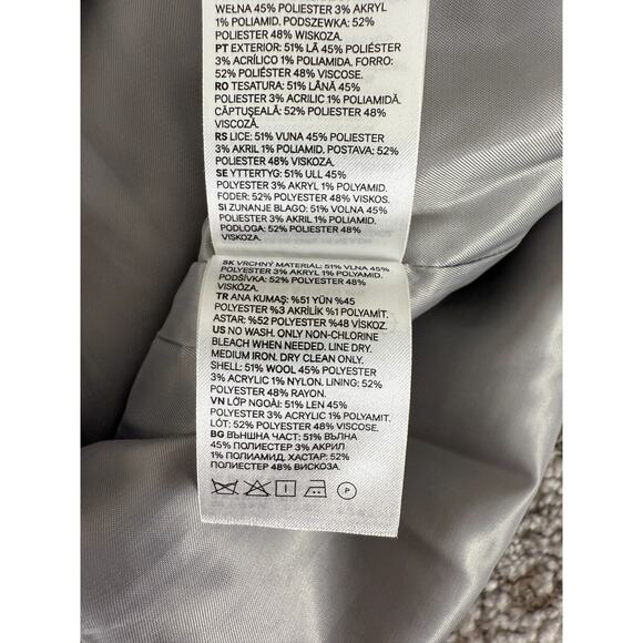 H&M Womens Size 6 Mock Neck Wool Blend Coat Grat Long Sleeve Outdoor Winter Zip - Picture 8 of 9